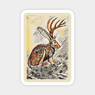 Jackalope in the Abstract Desert Magnet