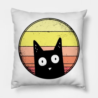 Black Cat Kitten Vintage Retro Aesthetic Vibes Animal Pillow