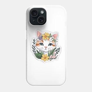 Floral Cat Botanical Plant Flower Cat Lover Phone Case