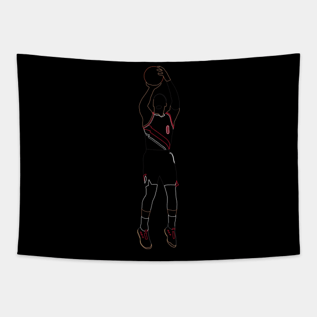 Damian Lillard Jumpshot Neon Tapestry by xRatTrapTeesx