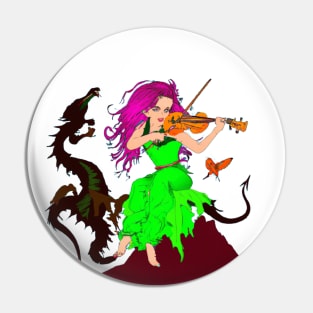 Violin Girl and Dragon Dancing Pin