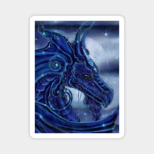 "Magical night dragon" portrait with full moon and stars Copyright Renee L. Lavoie Magnet