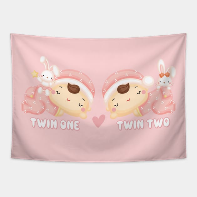 Twin baby girls Tapestry by KOTOdesign