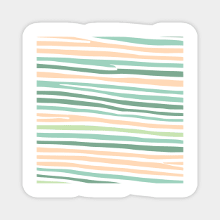 Wave Line Pattern Cream Green Abstract Art Magnet