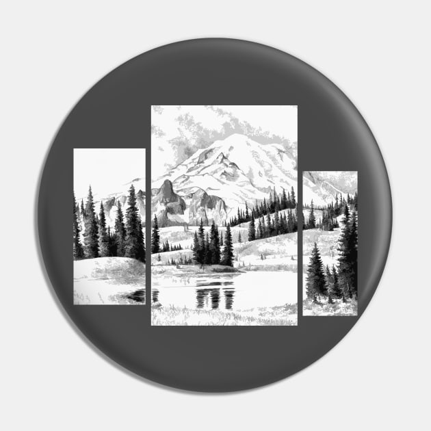 Mountain - black & white Pin by valsymot