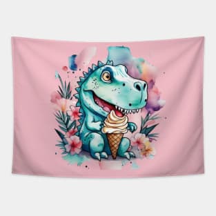 Dinosaur gift ideas dinosaur eating ice cream ,cute dino trex eating ice cream gift ideas Tapestry