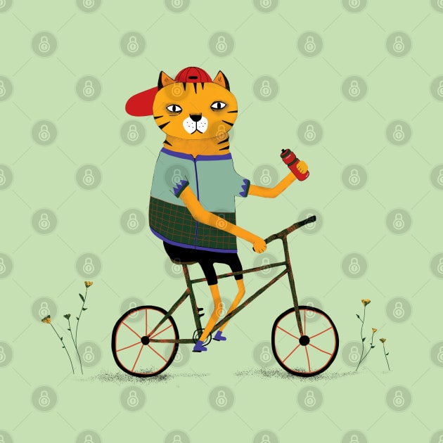cat on bike by sezindarendeillustrations