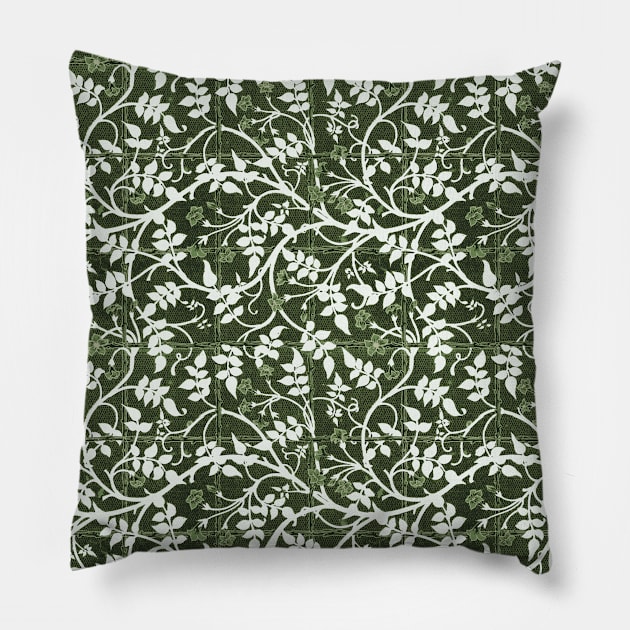 William Morris Jasmine Trellis Pattern White and Green Pillow by tiokvadrat