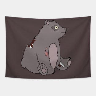 Zombie Bear Cartoon // Funny Halloween Zombie Tapestry