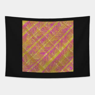 Gold and Pink Diagonal Stripe Tapestry