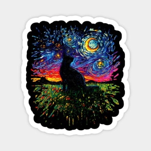 Black Cat Night (Splash Version) Magnet