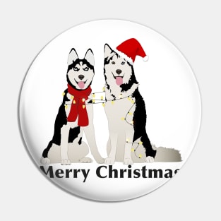 Huskies Merry Christmas Pin