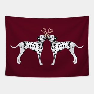 Dalmatian Dogs with Heart Noodles Valentine's Day Theme Tapestry