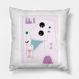 Kids Strolling Together Stick Figure Pillow