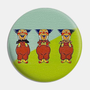 Vintage Happy Clowns Postcard Pin