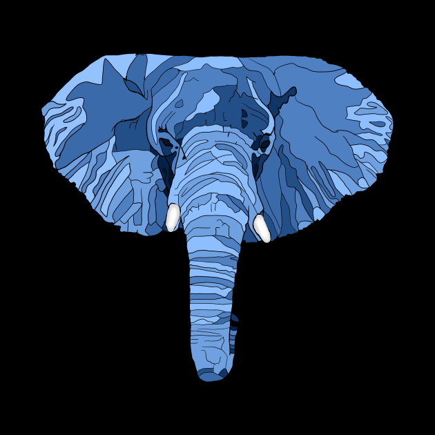 Abstract Blue Elephant Head by ArtAndBliss