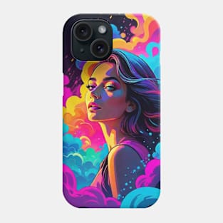 An Illustration of a Woman's Psychedelic Vision - colorful Phone Case