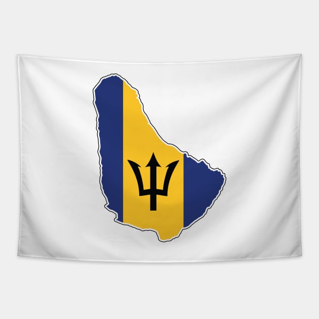 Barbados National Flag and Map Tapestry by IslandConcepts