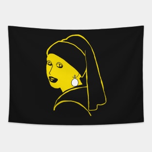 Minimalist Girl with a Pearl Earring Tapestry