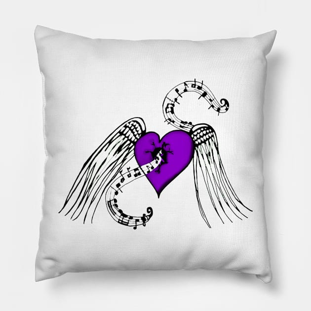 Heart Music Purple Pillow by BlakCircleGirl