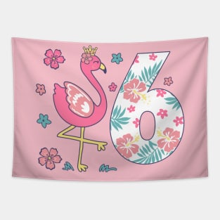 6th Birthday Flamingo Girls Tapestry