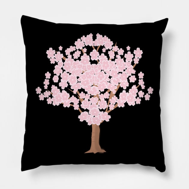 Cherry blossom tree Pillow by BadDrawnStuff