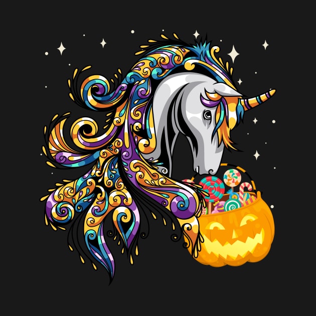 Cute Candy Corn Unicorn Halloween Top by PaulAksenov