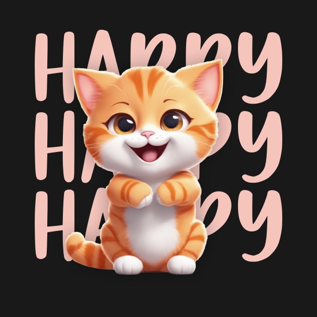 happy face cat T-shirt by Ino cat