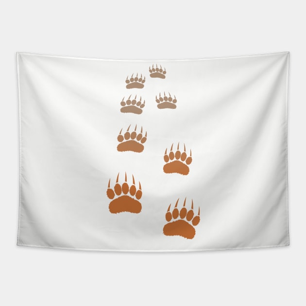 Gradient Grizzly Bear Paw Print Tapestry by Braznyc