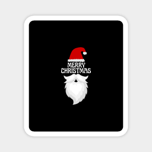 Merry Christmas (white beard and hat against black) Magnet