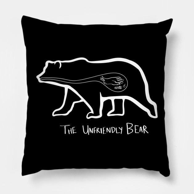 Grizzly Bear with Human Hand "The Unfriendly Bear" Pillow by Boreal-Witch