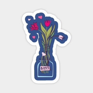 Girl boss tulip flowers in vase Magnet