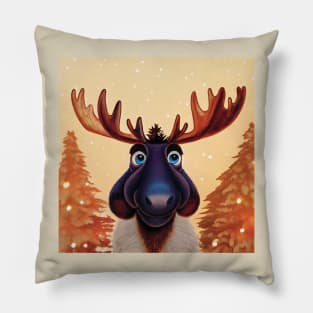 Christmas Moose in the snow Pillow