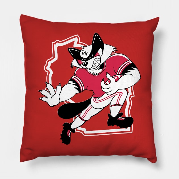 Retro Badger Cartoon Football Player Pillow by SLAG_Creative