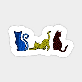 Three Cats in Patterns Magnet