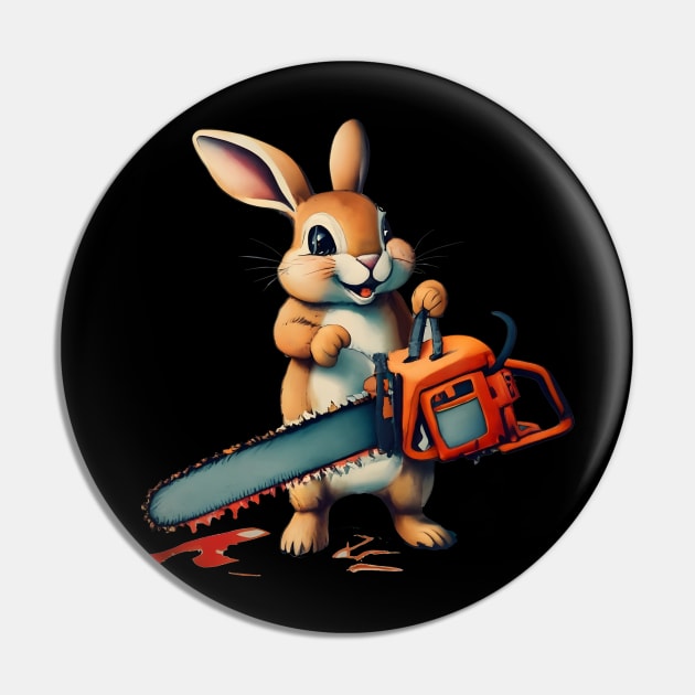 Cute Bunny with Chainsaw Pin by Psycho Slappy