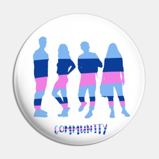 Community. Silhouettes of young people, women and men Pin