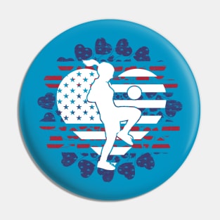 Soccer Player Girl Red White Blue Pin