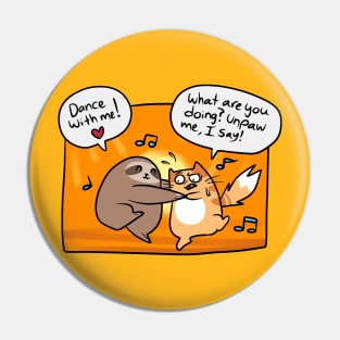 Sloth and Cat Dancing Comic Pin