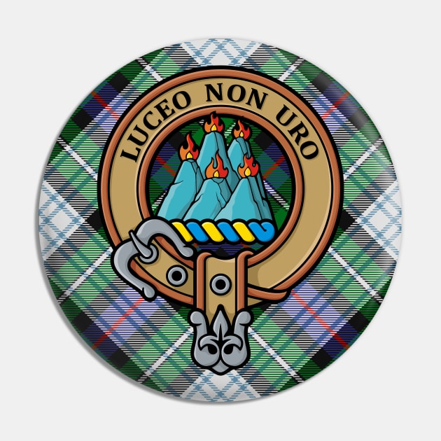 Clan MacKenzie Crest over Dress Tartan Pin by sifis