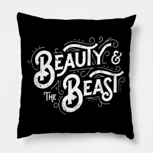 Beauty and the Beast Vintage Typography Pillow