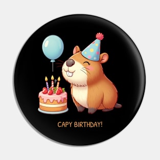 Capy Birthday Capybara Kawaii Pin