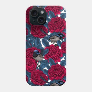 Red waratah and fairy wrens Phone Case