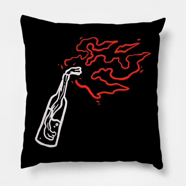 Bottle fire Pillow by Shankara