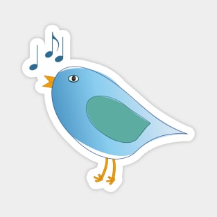 Blue Song Bird and Musical Notes Magnet