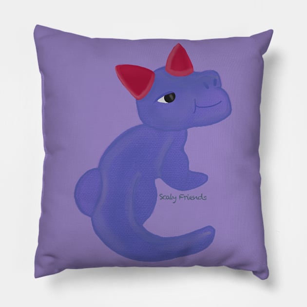 Pip the purple Dino - The Scaly Friend's Collection Artwort By TheBlinkinBean Pillow by TheBlinkinBean