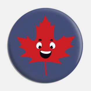 Cool Canada Day Maple Leaf Happy Face Pin