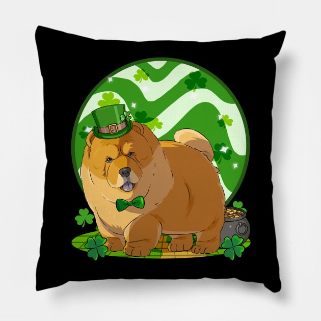 Chow Chow St Patricks Day Leprechaun Pillow by Noseking