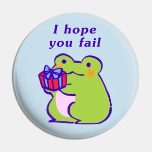 cute kawaii green frog offering an encouraging gift of hate / i hope you fail text Pin