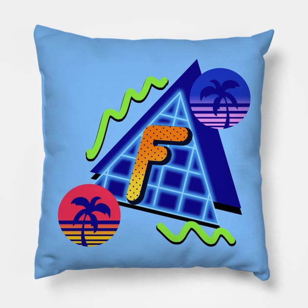 Initial Letter F - 80s Synth Pillow by VixenwithStripes